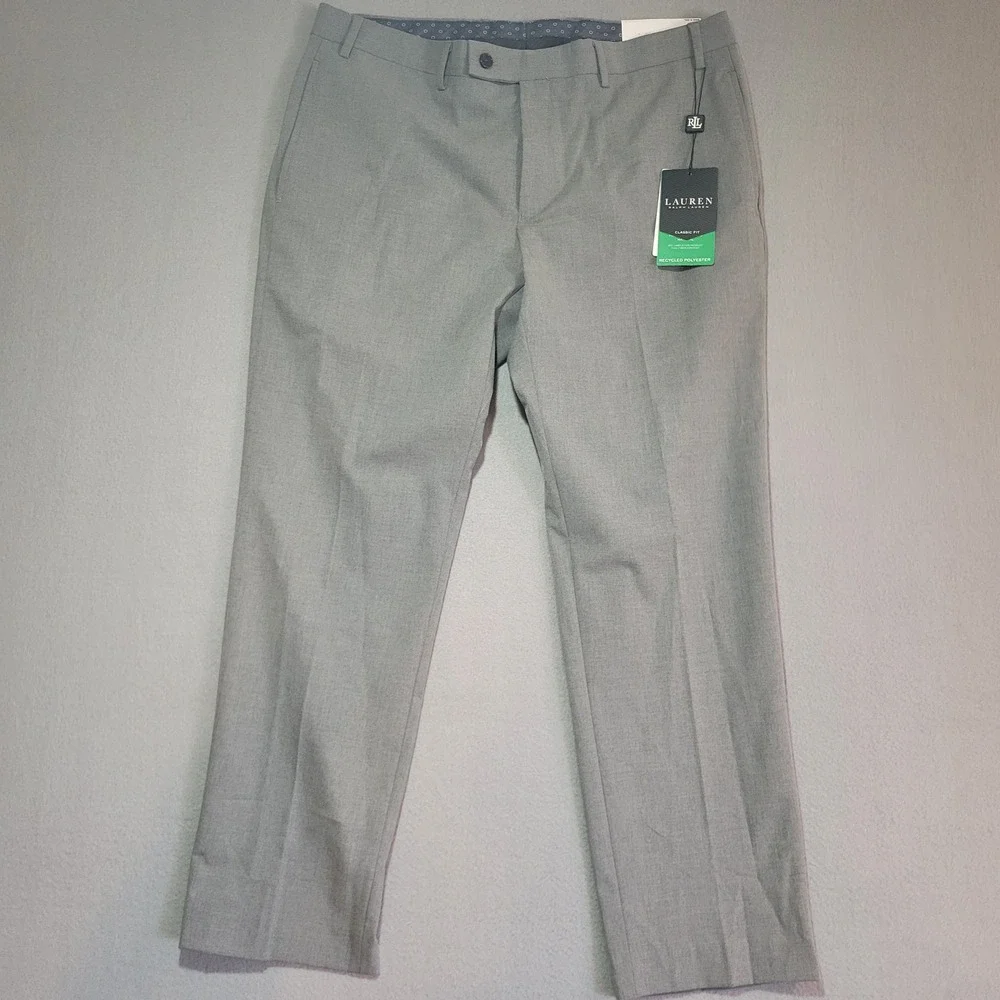 Lauren Ralph Lauren Mens Norton Classic Fit Grey UltraFlex Dress Pants 38W x 30L